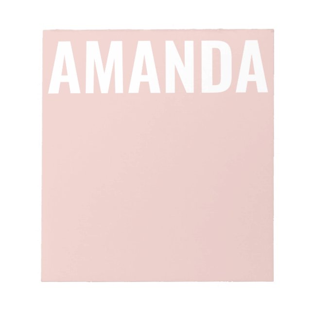 Bloc De Notas Chic Minimalist Pink Custom Name (Frente)