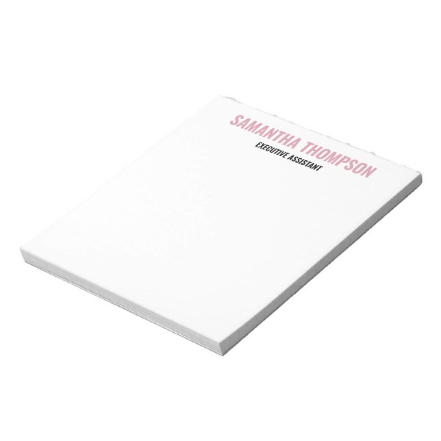 Bloc De Notas Chic Moderno Rosa, Blanco y Negro  (Lado Izquierdo)