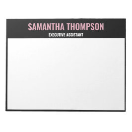 Bloc De Notas Chic Moderno Rosa, Blanco y Negro