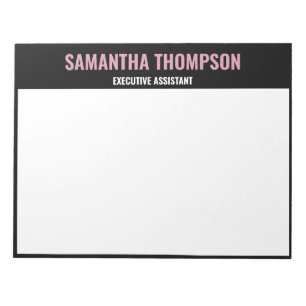 Bloc De Notas Chic Moderno Rosa, Blanco y Negro