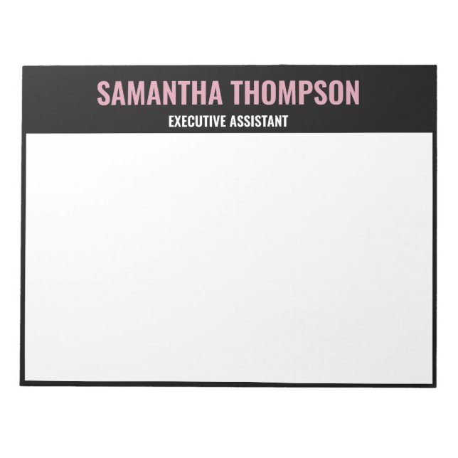 Bloc De Notas Chic Moderno Rosa, Blanco y Negro (Frente)