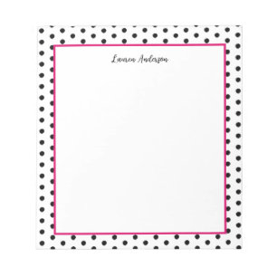 Bloc De Notas Chic negro y blanco de lunares 
