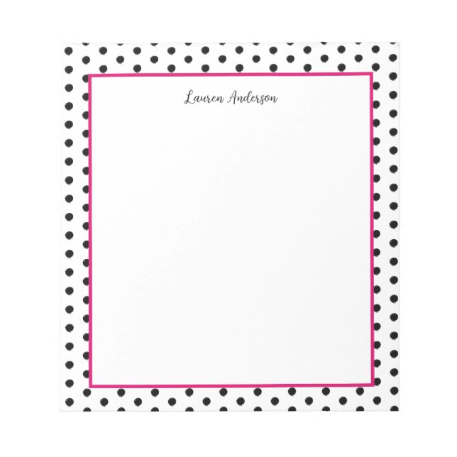 Bloc De Notas Chic negro y blanco de lunares  (Frente)