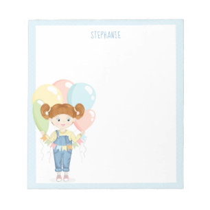 Bloc De Notas Chica de cumpleaños en Overalls Redhead