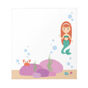 Bloc De Notas Chica de la sirena personalizado nadando en la pla
