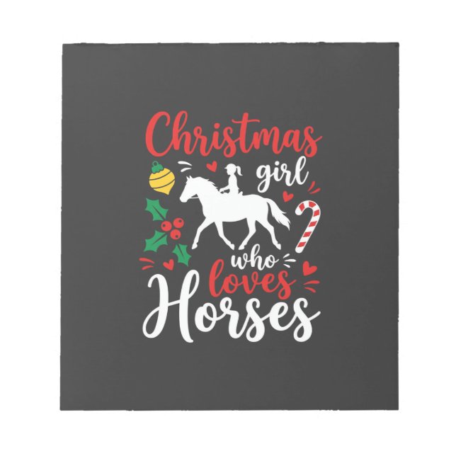 Bloc De Notas Chica de Navidad que ama los caballos (Frente)