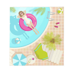 Bloc De Notas Chica fiesta de la piscina en la playa de verano d