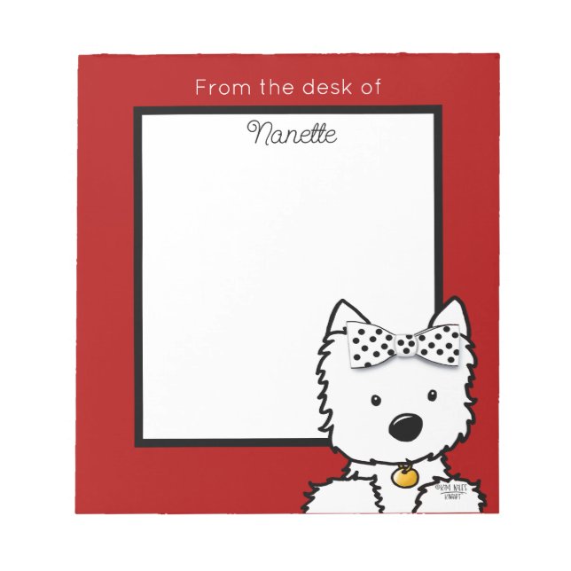 Bloc De Notas Chica Westie Personalizado (Frente)