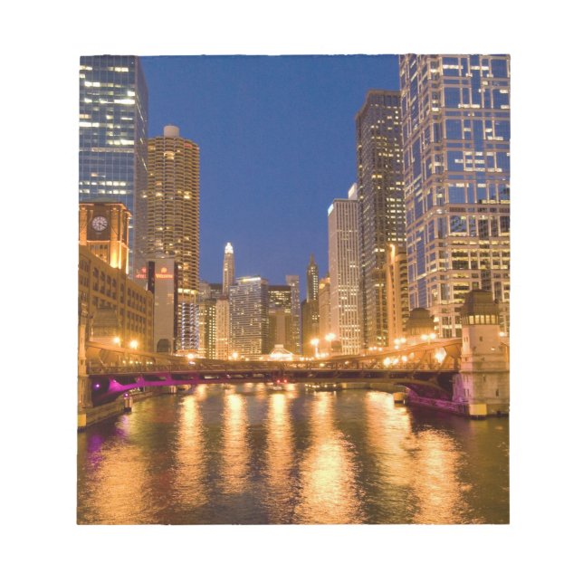 Bloc De Notas Chicago, Illinois, Skyline y Chicago River at (Frente)
