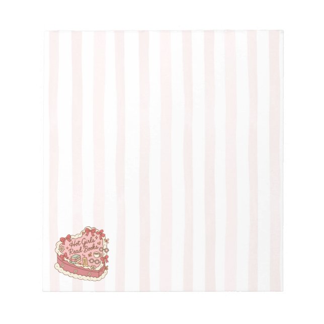 Bloc De Notas Chicas Calientes Leen Libros Rayas Rosadas (Frente)