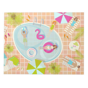 Bloc De Notas Chicas de bikini y chicos jugando al billar