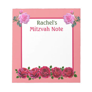 Bloc De Notas Chicas de Nota de Rosa Mitzvah Notepad
