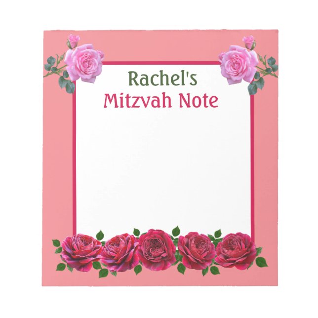 Bloc De Notas Chicas de Nota de Rosa Mitzvah Notepad (Frente)