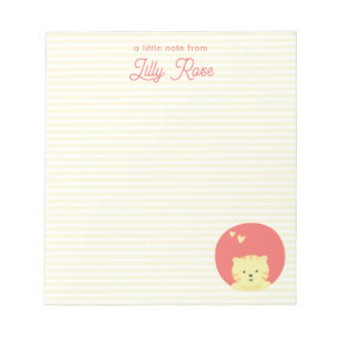 Bloc De Notas Chicas de rayas amarillas personalizadas de gato r