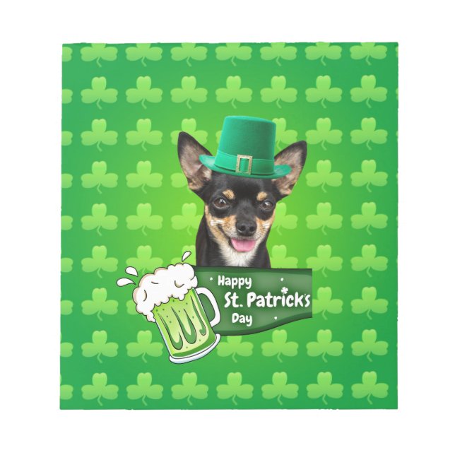 Bloc De Notas Chihuahua Cuppy Dog St. Patrick's Day Green Clover (Frente)