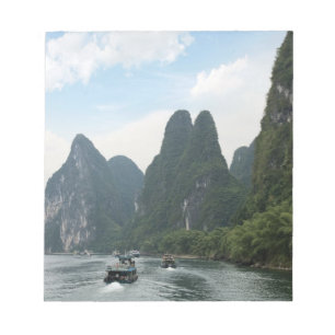 Bloc De Notas China, Guilin, río Li, Barcos de río alineados