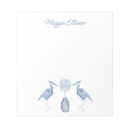 Bloc De Notas Chinoiserie acuarela Topiary Blue Heron Notepad