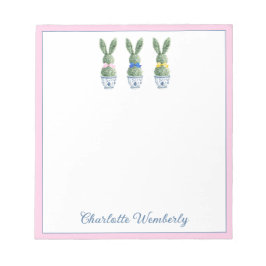 Bloc De Notas Chinoiserie Azul y Blanco con Topiaria de Conejos