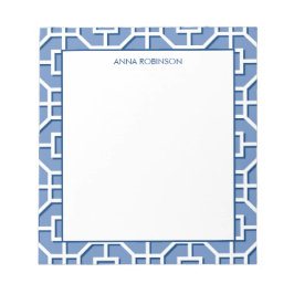 Bloc De Notas Chinoiserie Patrón azul y blanco Fret