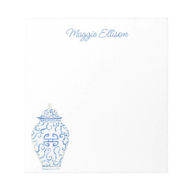 Bloc De Notas Chinoiserie Watercolor Ginger Jar Notepad (Frente)