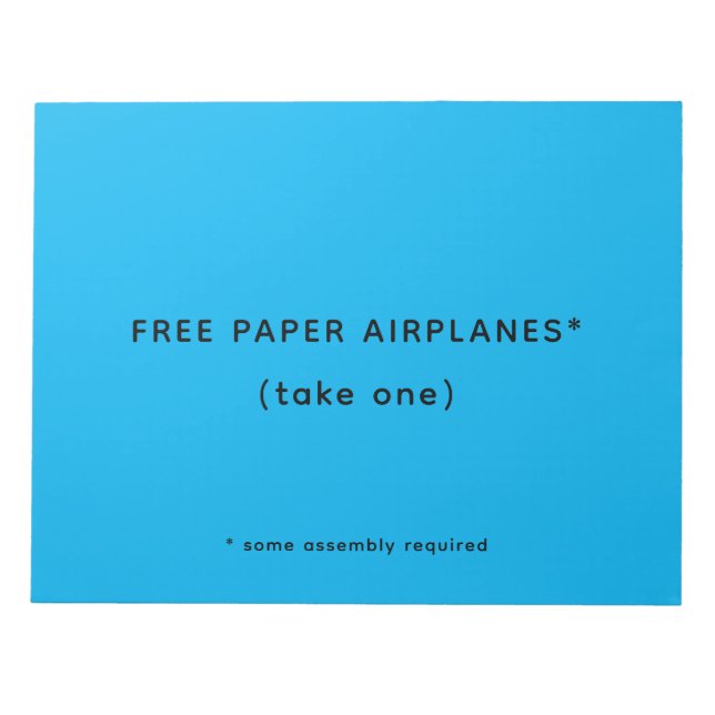 Bloc De Notas Chiste divertido de aviones de papel gratis (Frente)