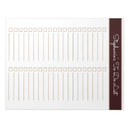 Bloc De Notas Chocolate Brown 8.5x11 Two Column Checklist