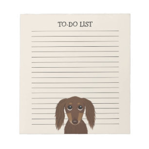 Bloc De Notas Chocolate de pelo largo Dachshund   Wiener Dog Lin