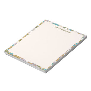 Bloc De Notas Chorro Retro Boho Teal Marrón Floral Dulce Baby Sh