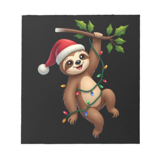 Bloc De Notas Christmas Lights Sloth Wearing Xmas Hat - Sloth Lo