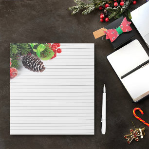 Bloc De Notas Christmas ornaments and lined background