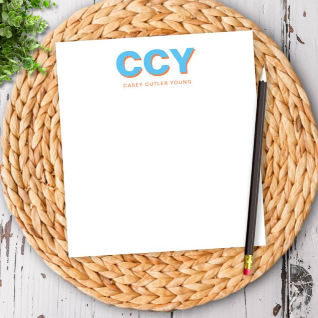 Bloc De Notas Chunky Iniciales Azul y Naranja Personalizado (Subido por el creador)