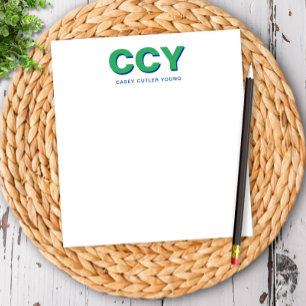 Bloc De Notas Chunky Iniciales Verde y Azul Personalizado
