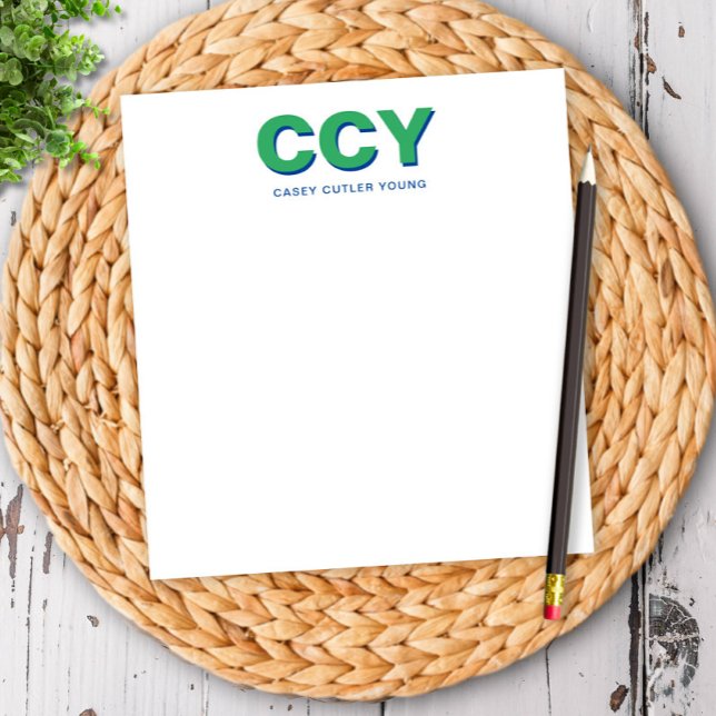 Bloc De Notas Chunky Iniciales Verde y Azul Personalizado (Subido por el creador)