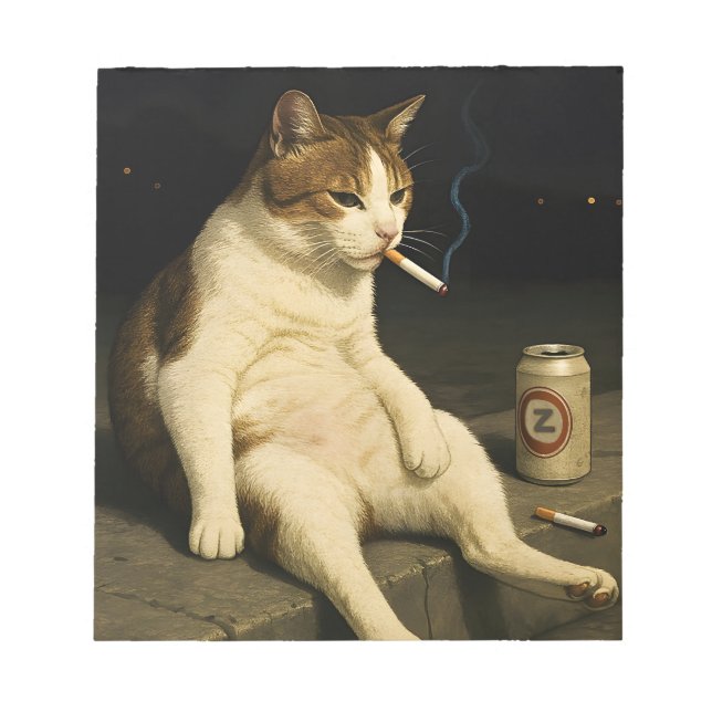 Bloc De Notas Cigarette Kitten Funny Smoking Cat Gen Z Meme (Frente)