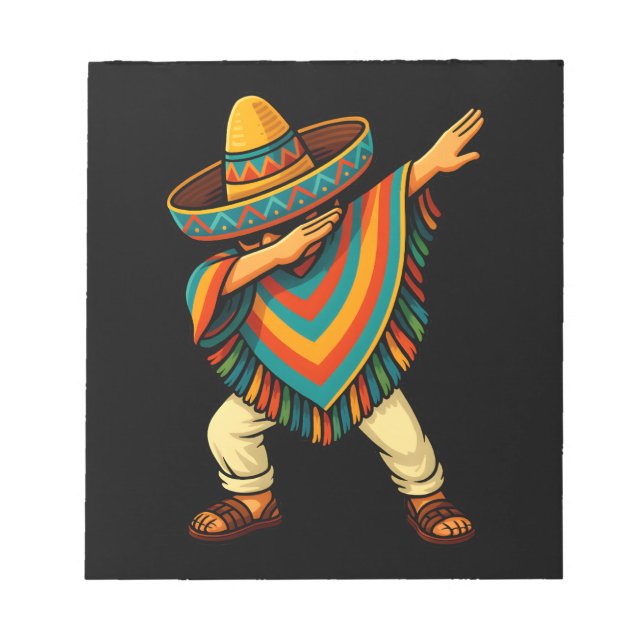 Bloc De Notas Cinco de Mayo Dabbing mexicano Poncho (Frente)