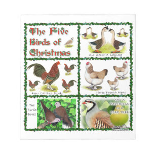 Bloc De Notas Cinco pájaros de Navidades
