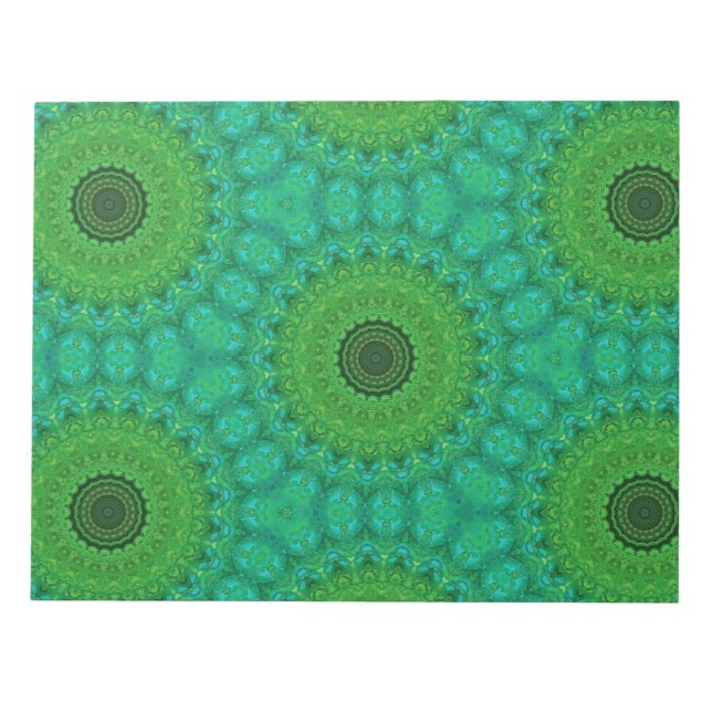 Bloc de notas circular verde y azul con patrón (Frente)