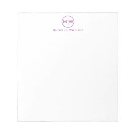 Bloc De Notas Círculo violeta púrpura moderno dos monogramas ini