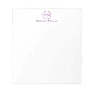Bloc De Notas Círculo violeta púrpura moderno dos monogramas ini