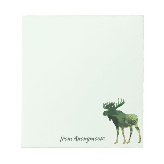 Bloc De Notas Cita divertida de Moose Silhouette Camouflage (Frente)