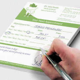 Bloc De Notas Cita Médica de Dental Dentist Tooth Mint Leaf