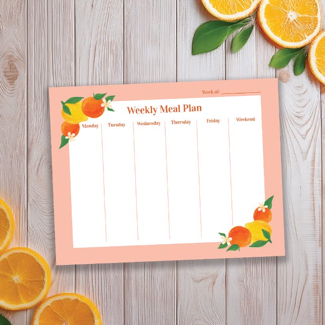 Bloc De Notas Citrus Lemon Orange Weekly Meal Plan Notepad (Subido por el creador)