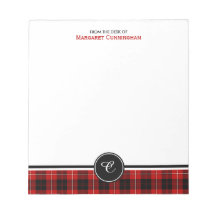 Clan rojo y negro Cunningham Tartan Monograma