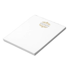 Bloc De Notas Clase elegante moderna monograma negro oro