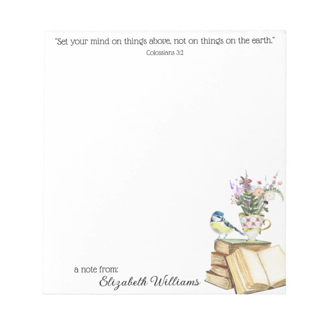Bloc De Notas Clásica Biblia Floral Biblia Verse Books Teacup (Frente)