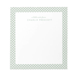 Bloc De Notas Clásico gingham lindo simple verde personalizado