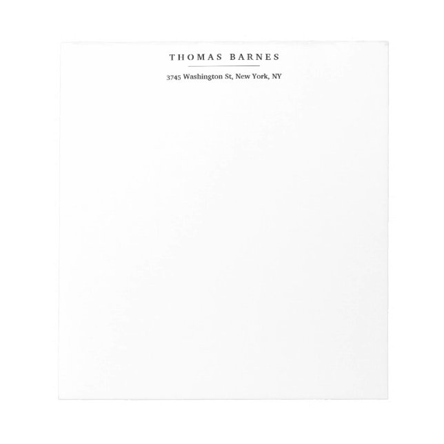 Bloc De Notas Clásico Minimalista Blanco Elegante Simple (Frente)