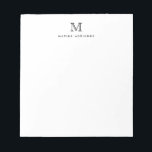 Bloc De Notas Clásico Moderno Simple Básico Monograma Negro Inic<br><div class="desc">El diseño presenta un monograma inicial personalizado y un nombre en una fuente tipográfica simple y moderna.</div>