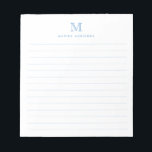 Bloc De Notas Clásico Moderno Simple Dusty Azul Monograma en bla<br><div class="desc">Clásico Moderno Simple Básico Clásico Dusty Azul Monograma Llenado Bloc de notas</div>