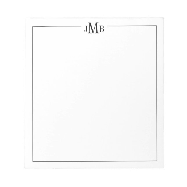 Bloc De Notas Clásico, Monogramado en blanco y negro  (Frente)